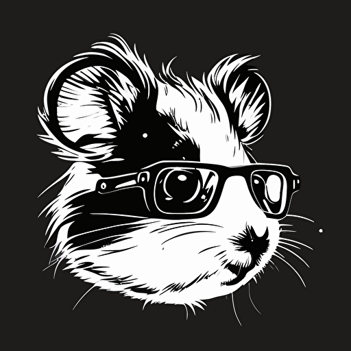 design a vector head hamster, creative, black white color, head patch