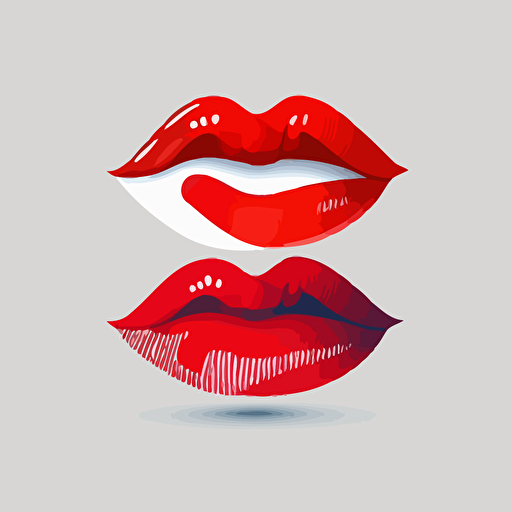 a pair of red lips, sports logo style, white background, vector, flat