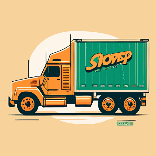 vector minimalist doodle of a Flatbed truck, logo style, isolated backgorund
