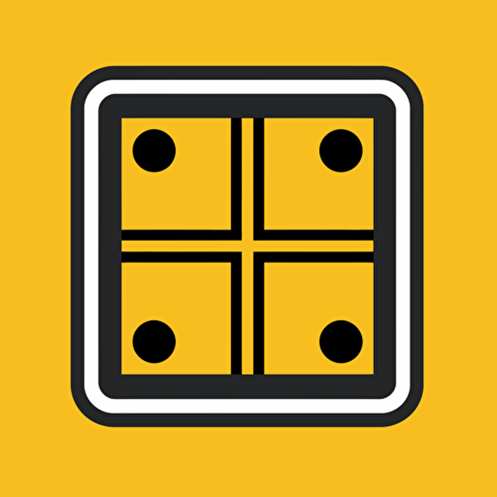 yellow and black coin symbol, no backwround, squares, mechanics symbols, vector simple style