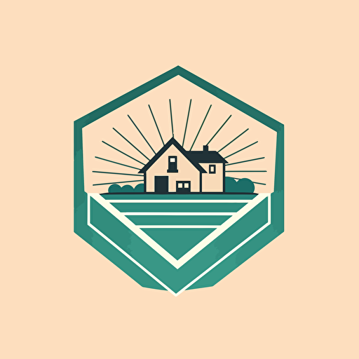 create a very simple geometric real estate logo, vector style, country side life, simple