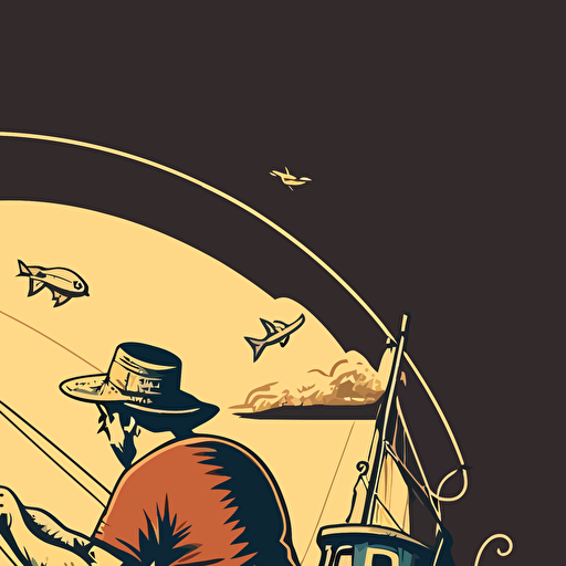 vector, fisherman reeling a fish, ar9:11