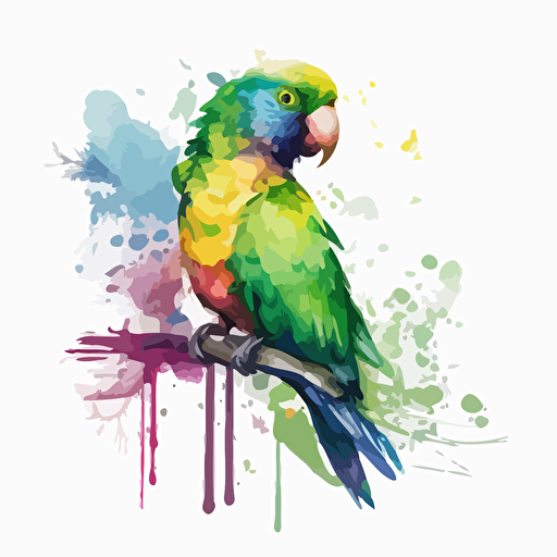 watercolor parrot vector,comic style, white background