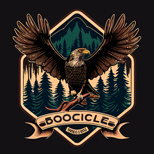 vector logo with an eagle carrying a hammock with boreal trees