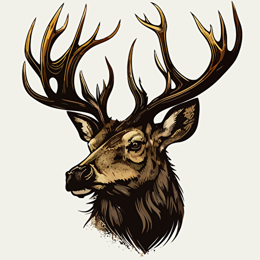 stag head,vector art, transparent background