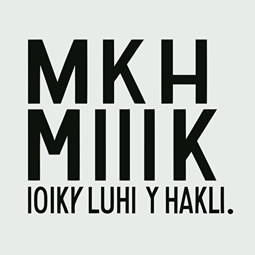 wordmark: Miky Lhi. As designed by Paul Rand. Vector, white background