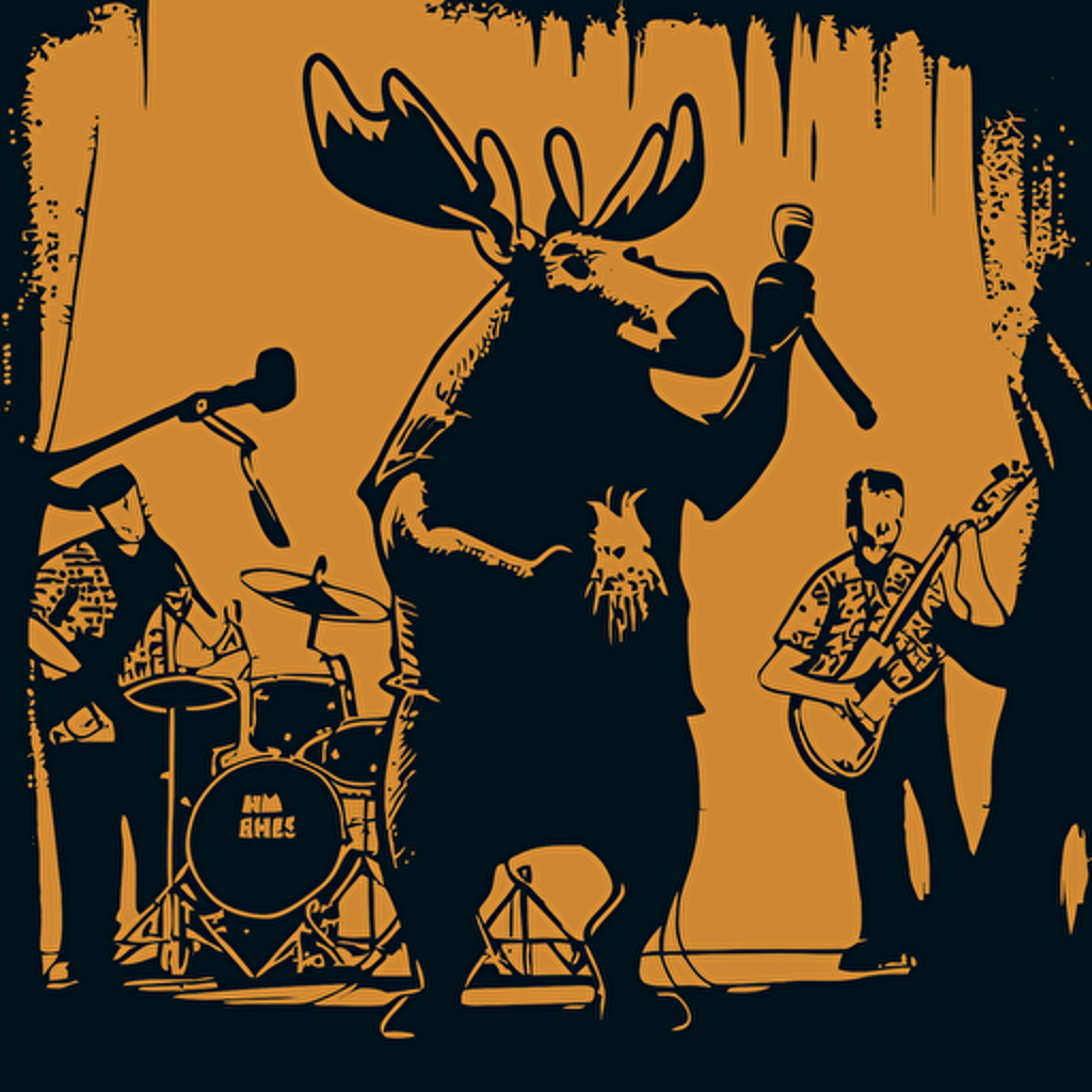 vector art moose fronting a funk band