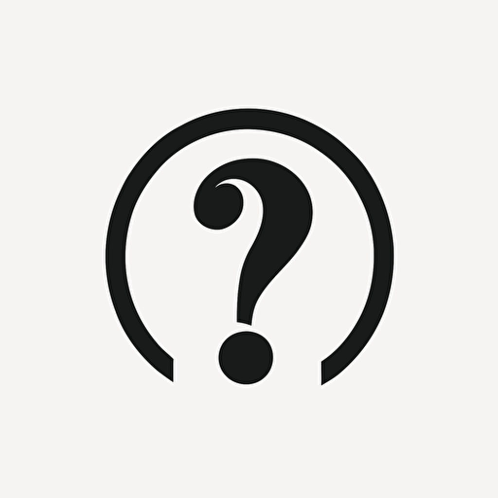 a minimalist logo for a question mark, simple, vector, white background