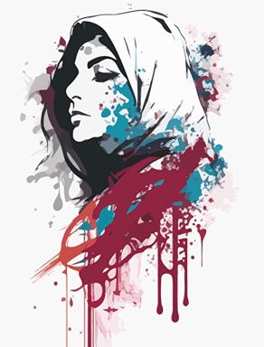 arabic girl, minimalistic, vector image, splatter effect,