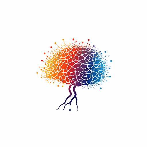 logo of a brain, generated with ai, white background, neurons, technology colors, branding, minimalist, vector,