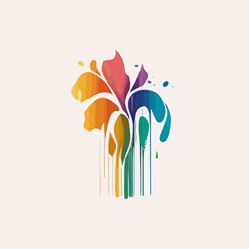 colorful minimalist logo for garden ,many iris petals,abstract ,vectors style