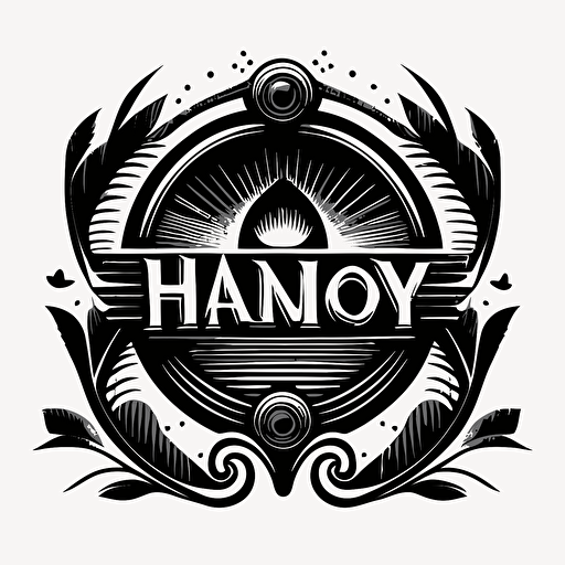 iconic logo of harmony, retro pictorial, black vector on a white background