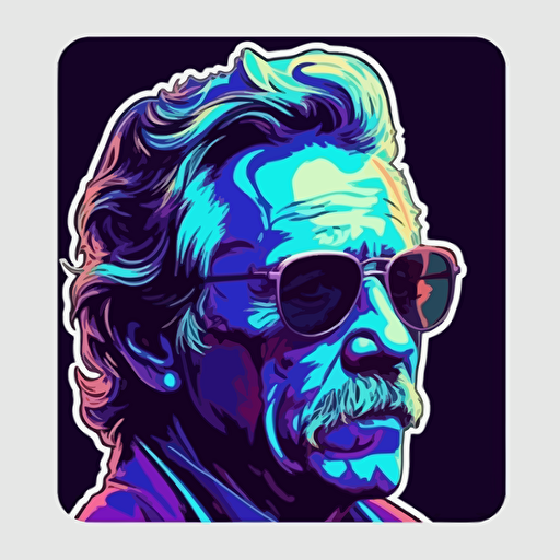 vector art style, use blues and purples, in the style of Michael Parks, sticker