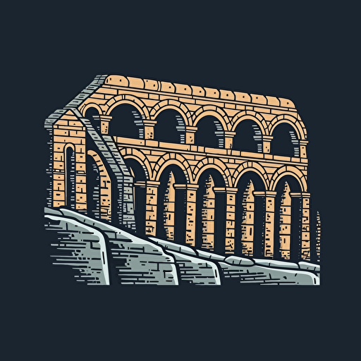 Aqueduct of Segovia illustration style, Minimalistic, Simple, illustration, vector, Sticker