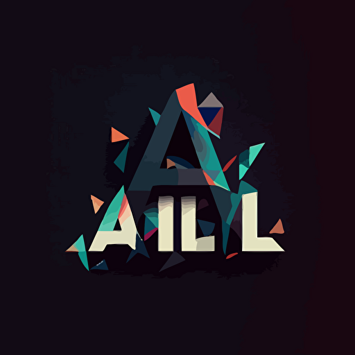 Simple logo design of letter “AI”, flat 2d, vector, company logo, low poly, dark background
