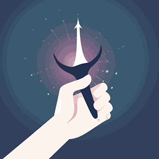 a vector style hand holding a spanned with one end of the spanned in the shape of an anchor