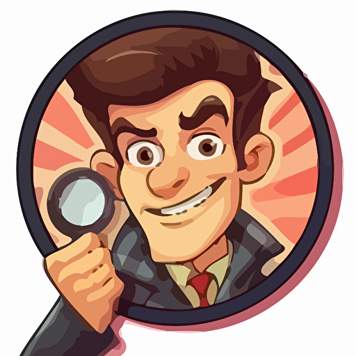 drawing vector cartoon magnifying glass, in the style of precisionist style, 2d game art, the vancouver school, handsome, smilecore, quadratura