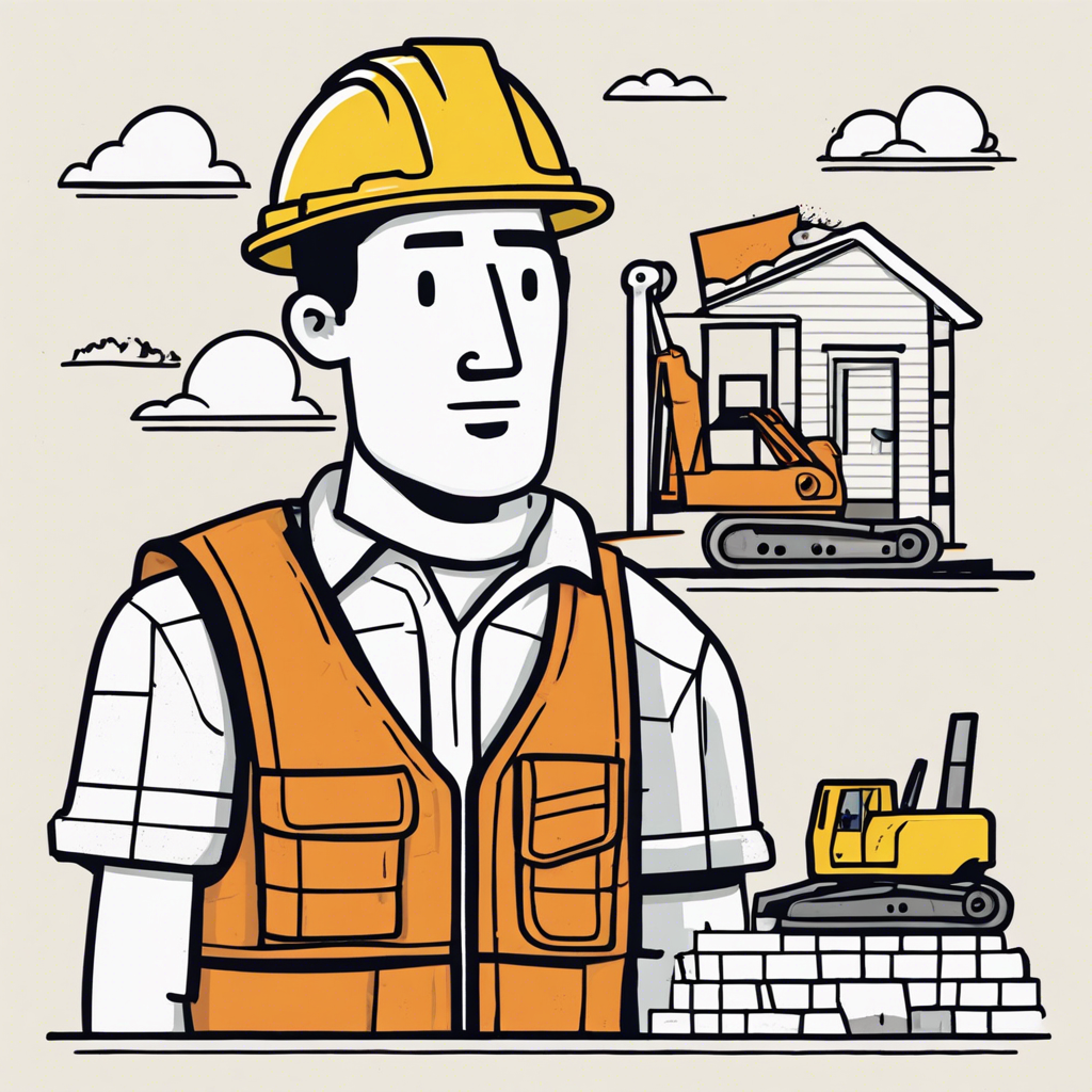 a construction worker, illustration in the style of Matt Blease, illustration, flat, simple, vector