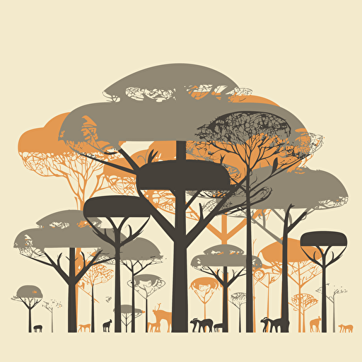 african trees. minimal vector illustration.