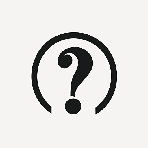a minimalist logo for a question mark, simple, vector, white background
