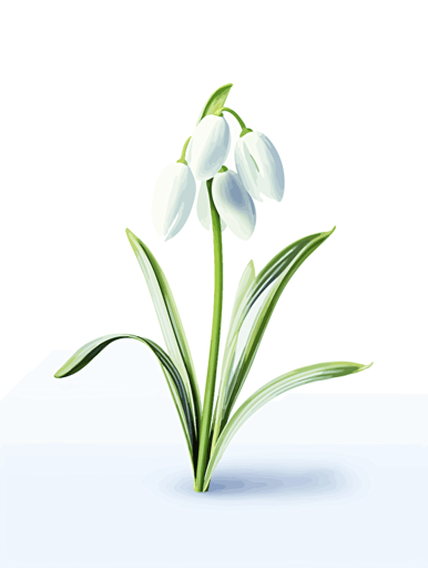 vector image of single snowdrop flower, soft pastel colors, white background