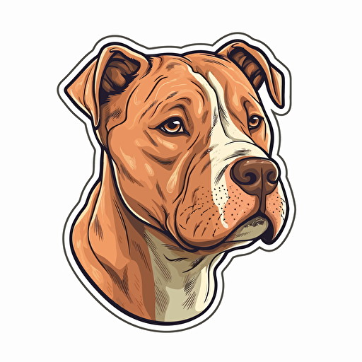 tan red nose american pitbull terrier dog sticker, cartoon, Contour, Vector, White Background