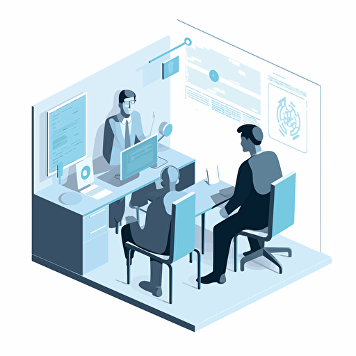 A vector image on KYC, showcasing a helpdesk engineer conducting an in-person interview