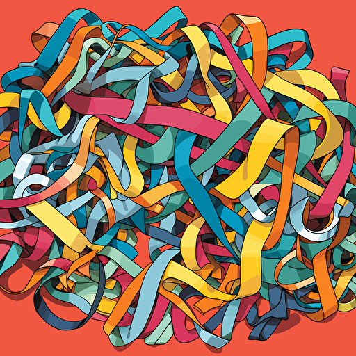 burst of ribbons by tim lahan, 2d vector art, flat colors
