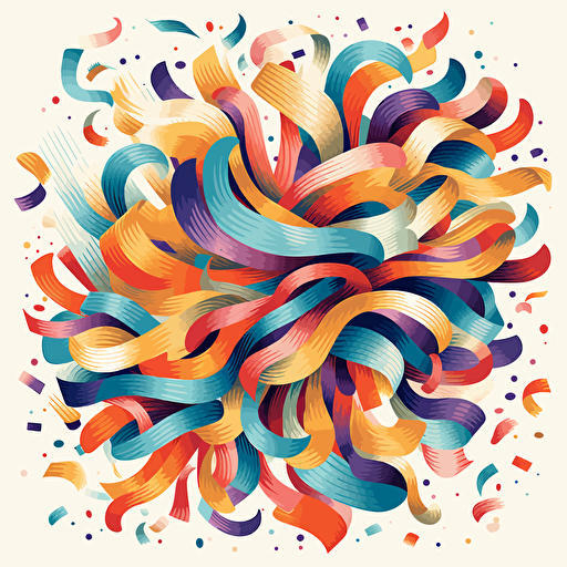 burst of ribbons by tim lahan, 2d vector art, flat colors