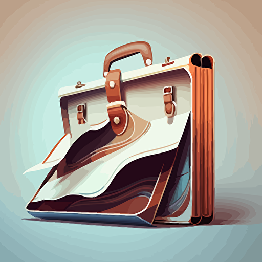 illustration of a quirky briefcase. Vector. Contrasting shadows. Moody.
