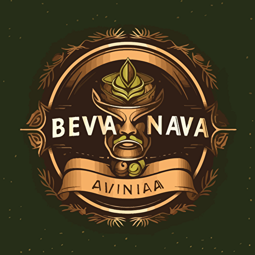 a vector logo brand image for a online coffe and tea dropshipping webshop. Colors: brown, gold and green. Name: “brewvana”