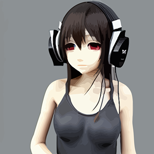 squareenix style 3d anime girl wearing headphone listening amplifier trending pixiv skeb artstation photo portrait kantoku style