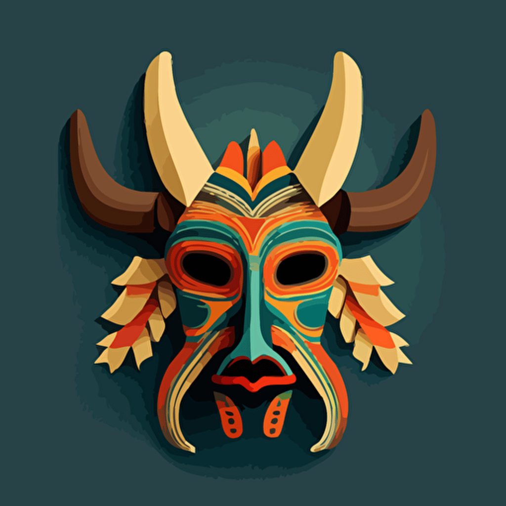 front Chichicastenango animal mask vector simple illustration