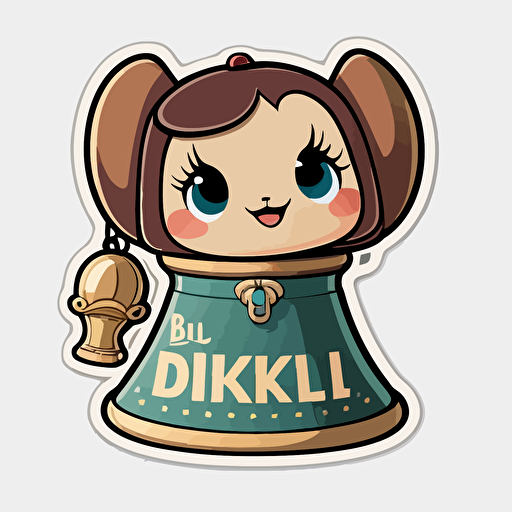 Disneys Bell chibi transparent background sticker style, vector