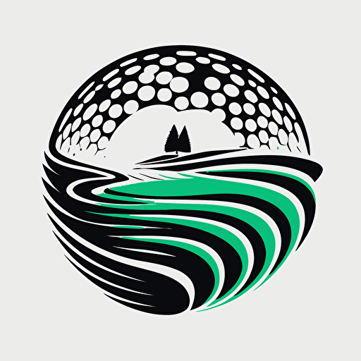 vector image of river flowing through golf ball sleek minimal modern logo