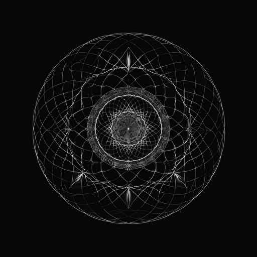 a modern simple vector logo made with cymatics pattern, sacred geometry,black and white::2, text and Letters saying Sonic Manifestation,