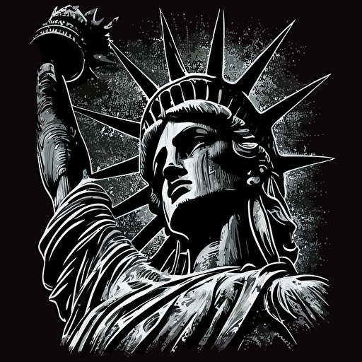 statue of liberty vector retro style black and white