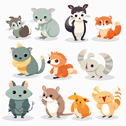 cute animal, detailed, cartoon style, 2d clipart vector, creative and imaginative, hd, white background