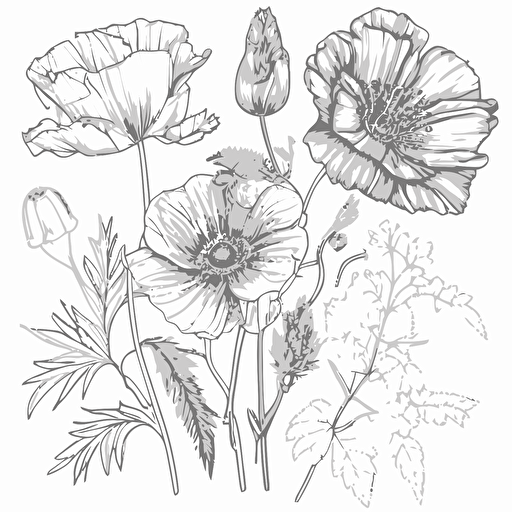 vector drawing botanical adult coloring pages