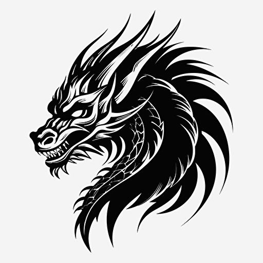 Black dragon sticker png hq white background vector