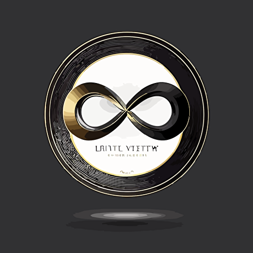 an emblem for a luxury jewelry brand: Infinity, isolated white background and solid lined black vector emblem