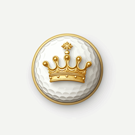 a golf ball with a vector style crown on top, logo, white background, — v5.1