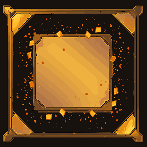 a illustrated gold square border, sqaure, vectorized, clash royale style,