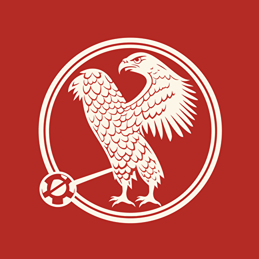 very simple logo for floorball with eagle, red and white colors, retro , vector flat, PNG, SVG, flat shading, solid background, mascot, logo, vector illustration, masterwork, 2D, simple, illustrator