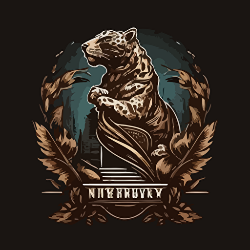vector logo style,liberty statue around a jaguar,mmascot style