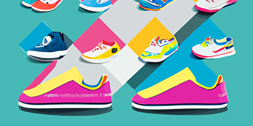 a mascot logo for a children footwear brand, simple, vector, colorful