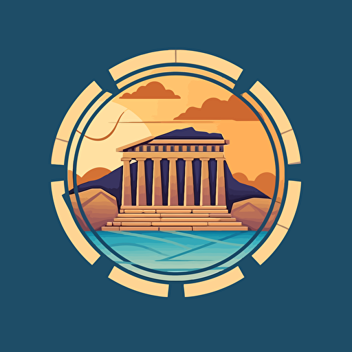 minimal logo for a tourism company, mosaic style, Ancient Athens, vectoral