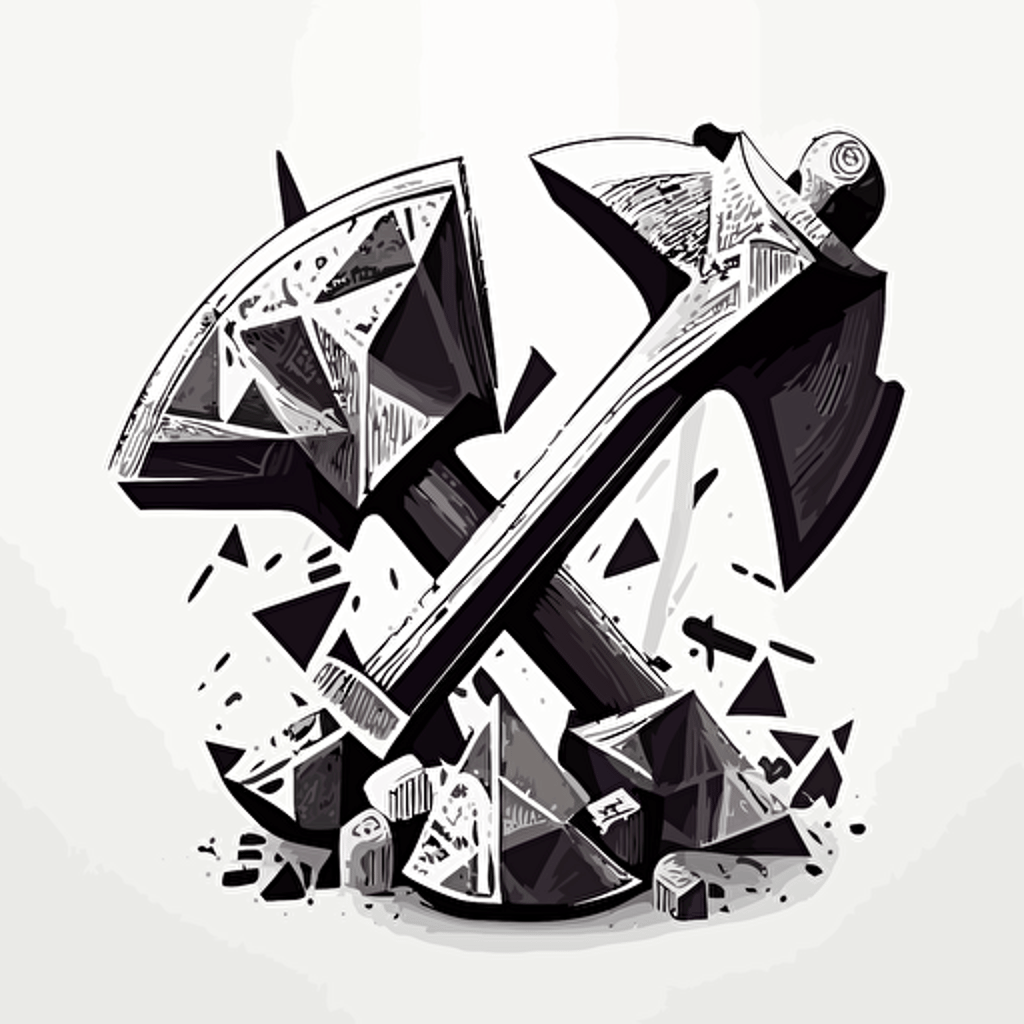 battle axes, ink drawing, white background, vector art