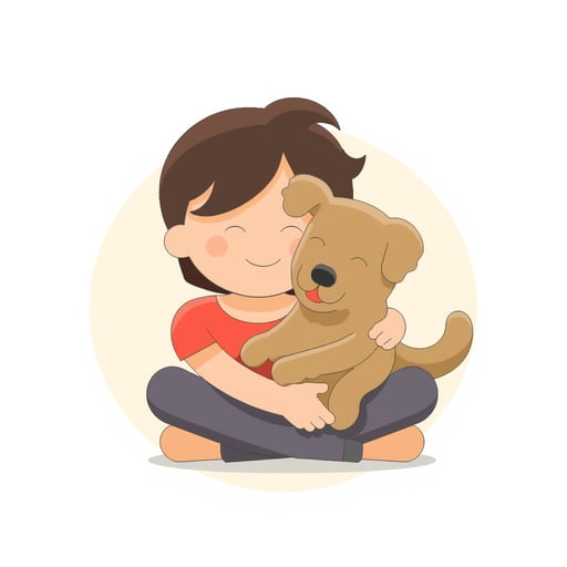 a person hugging a dog