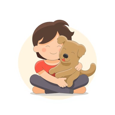 a person hugging a dog